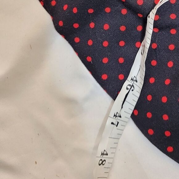 VINTAGE 80s red and black polka dot long sleeve modest midi dress M - Picture 10 of 10